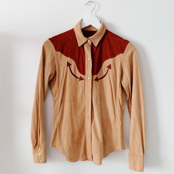 Tops - 70s/80s Vintage Suede Western Shirt - S